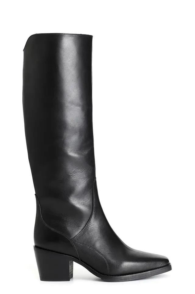 CafèNoir Stivale Pelle Nero texano tacco 55 mm