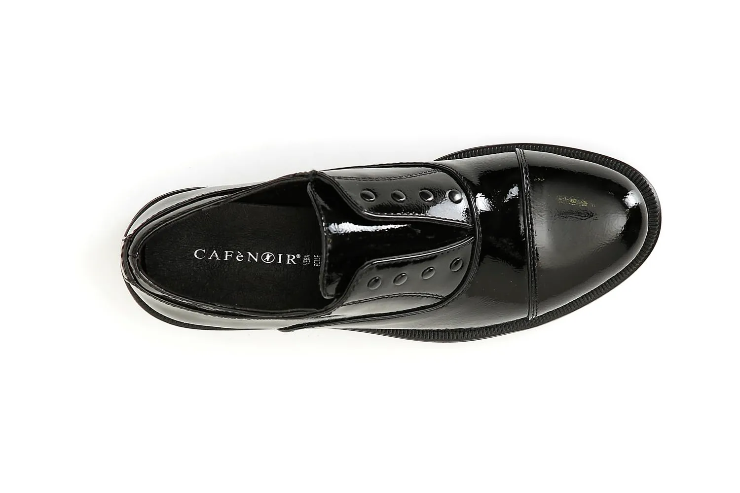 CafèNoir Francesina Vernice Borchie Derby Nero