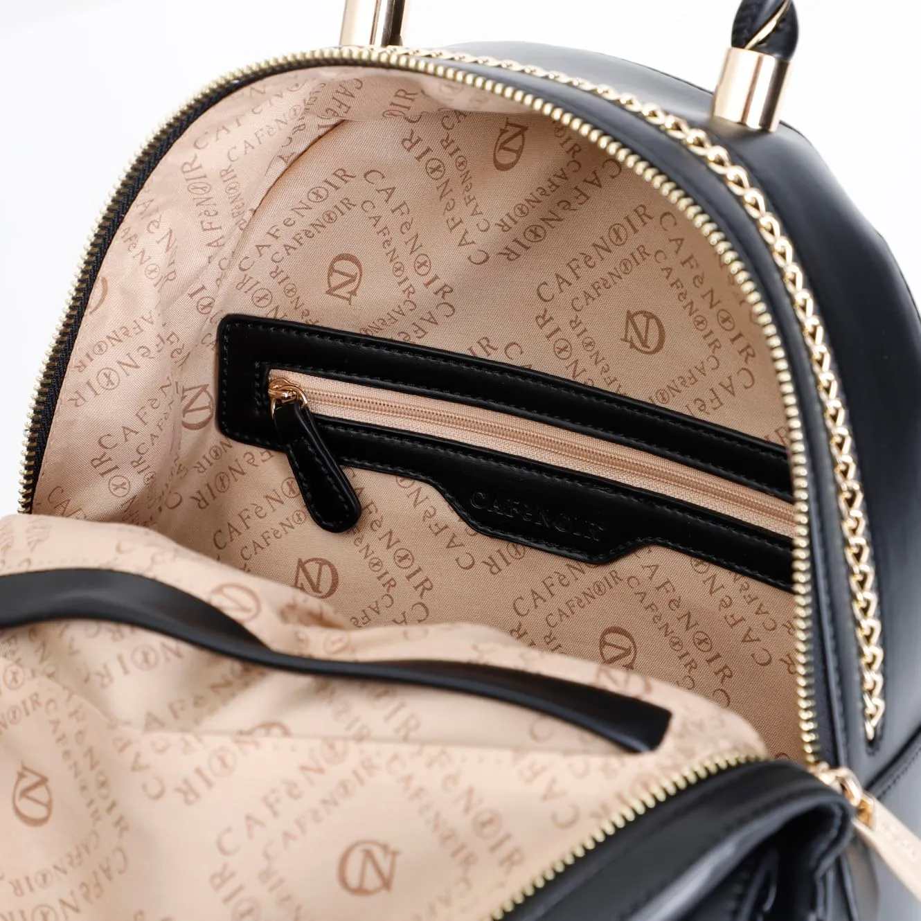 CafèNoir Zaino Donna Nero con Catena Dorata Logo