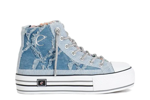 CafèNoir sneakers mid donna denim strass