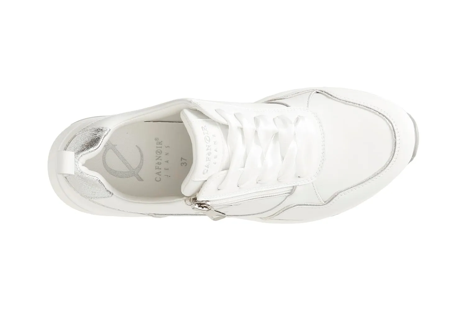 CafèNoir running sneakers pelle zip laterale bianco