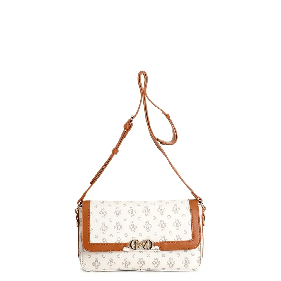 CafèNoir Borsa a Spalla Monogram Cuoio con Pattina