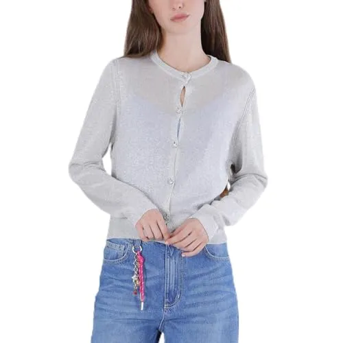 CafèNoir Cardigan Lurex Bottoni Gioiello Avena Taglia S