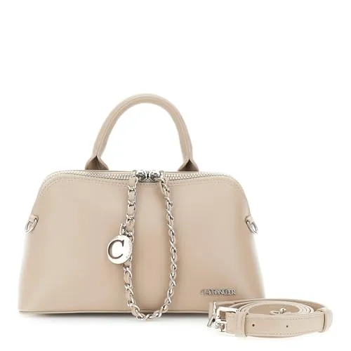 CafèNoir Trapezioidale Zip Grande borsa a mano tortora con tracolla