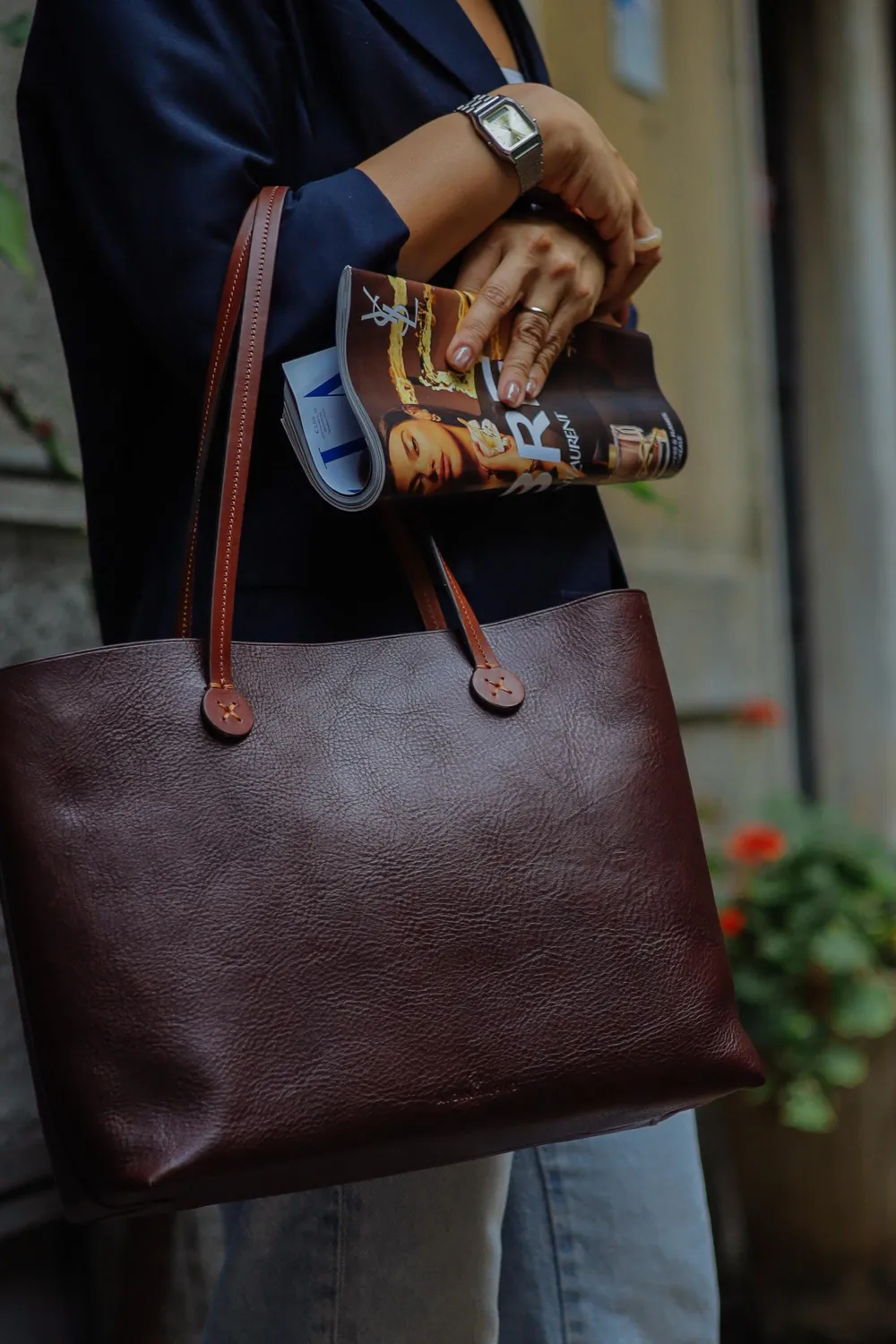 Aigin Milano Shoulder Borsa Pelle Miele da Spalla
