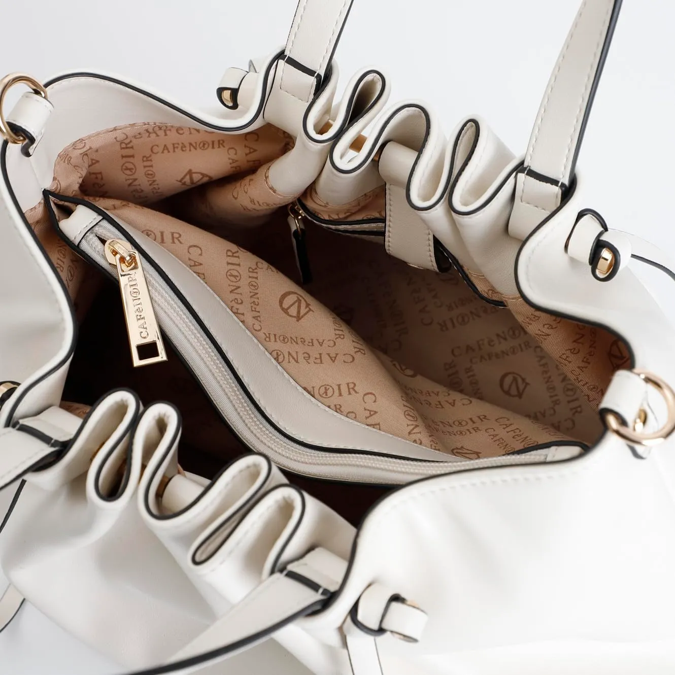 CafèNoir Tote Donna Arricciata Bianca con Tracolla