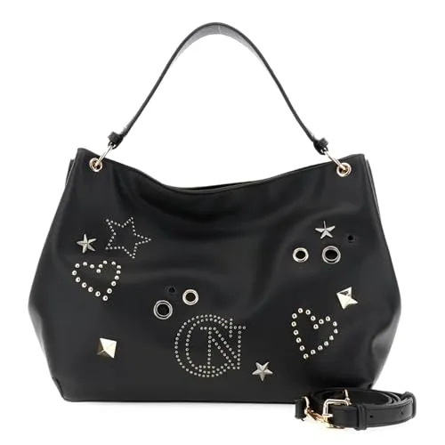 CafèNoir Borsa a Spalla Nera Borchie e Rivetti
