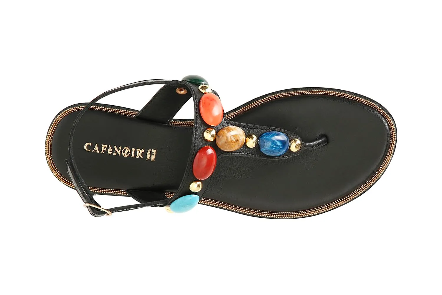 CafèNoir Sandali Infradito Pelle Pietre Nero Tacco 2,5