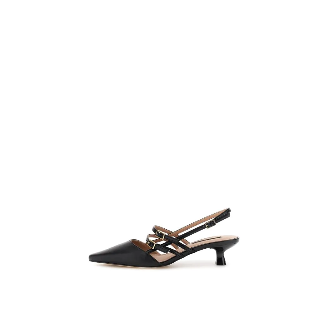 CafèNoir Décolleté Slingback Pelle Nere Tacco 5 cm