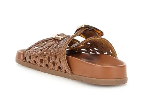 CafèNoir sandali ciabatta donna pelle intrecciata con fibbie