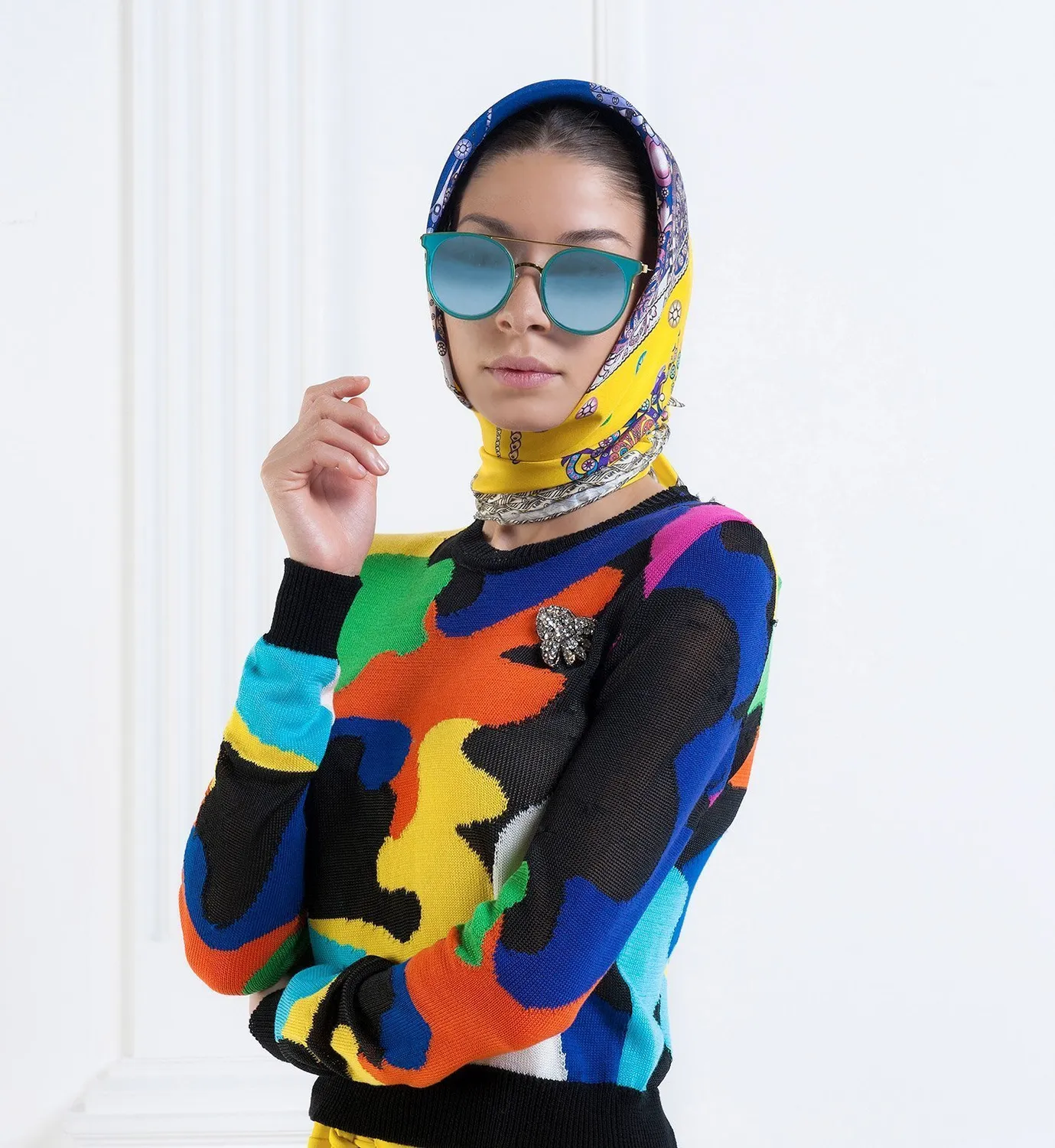 Cardinal Milano The Crown Foulard Seta Giallo