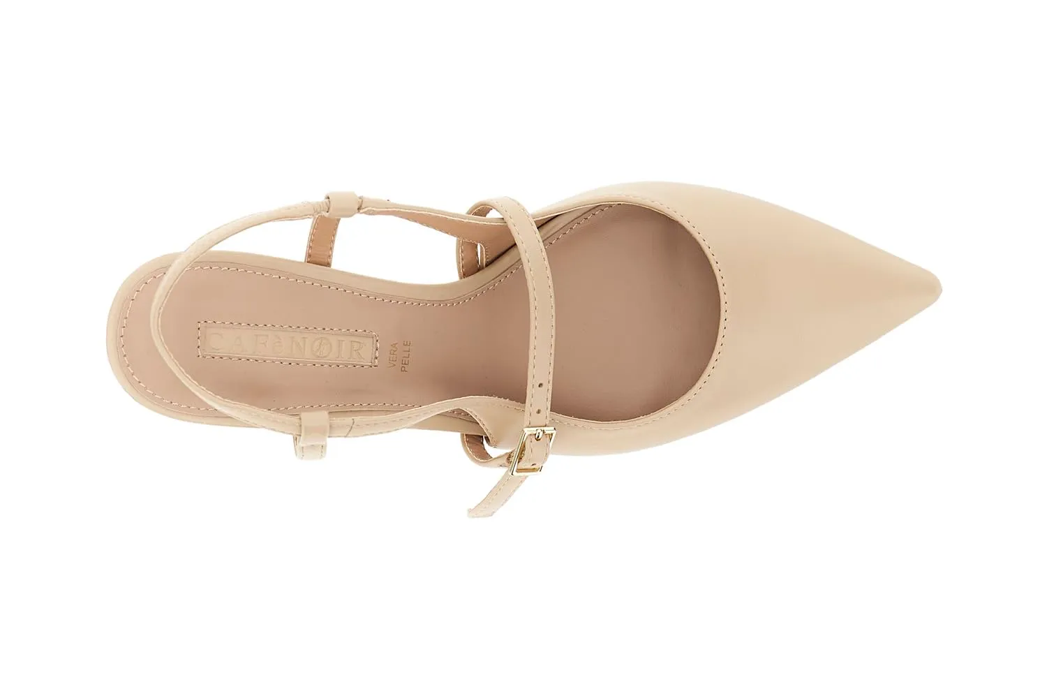 CafèNoir Décolleté Slingback Effetto Pelle con Fibbia Tacco Rocchetto