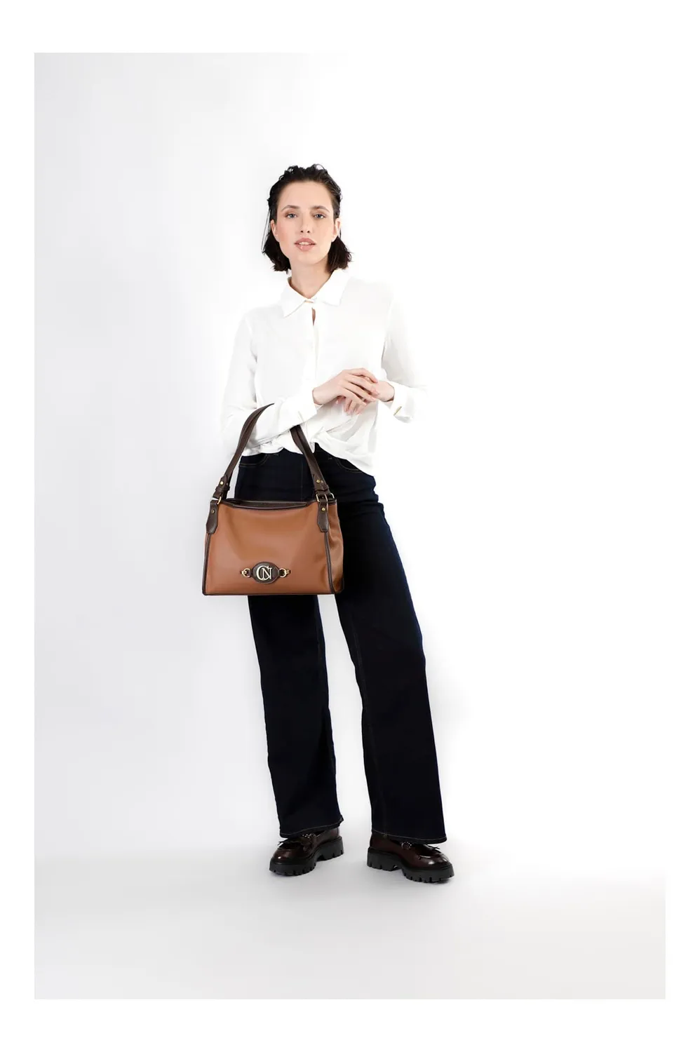 CafèNoir Shopping Effetto Martellato Cuoio con Zip