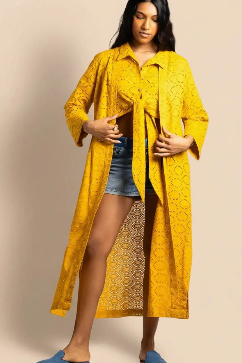 Figus Kimono Sangallo Amalfi Giallo cotone pizzo
