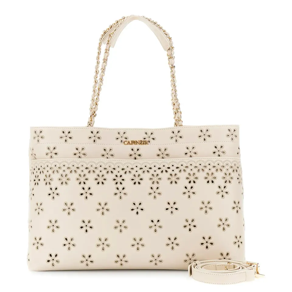 CafèNoir shopping bag sangallo beige tasca frontale nappa