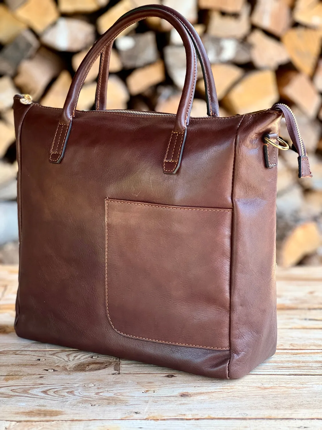 Aigin Milano borsa pelle miele imbottita porta tablet