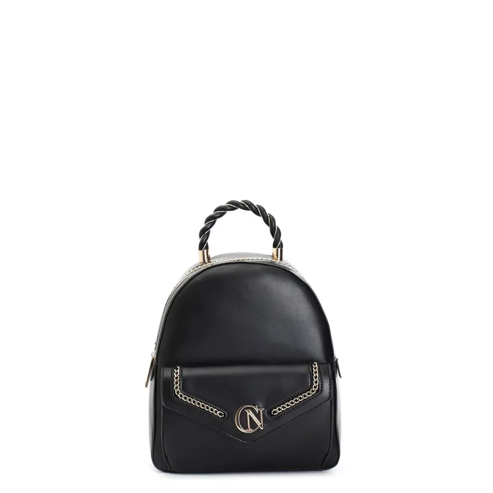CafèNoir Zaino Donna Nero con Catena Dorata Logo