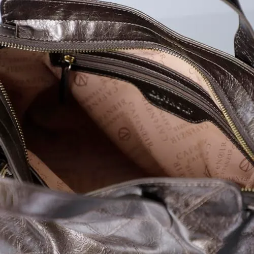 CafèNoir Ricamo Geometrico borsa a mano bronzo metallizzata
