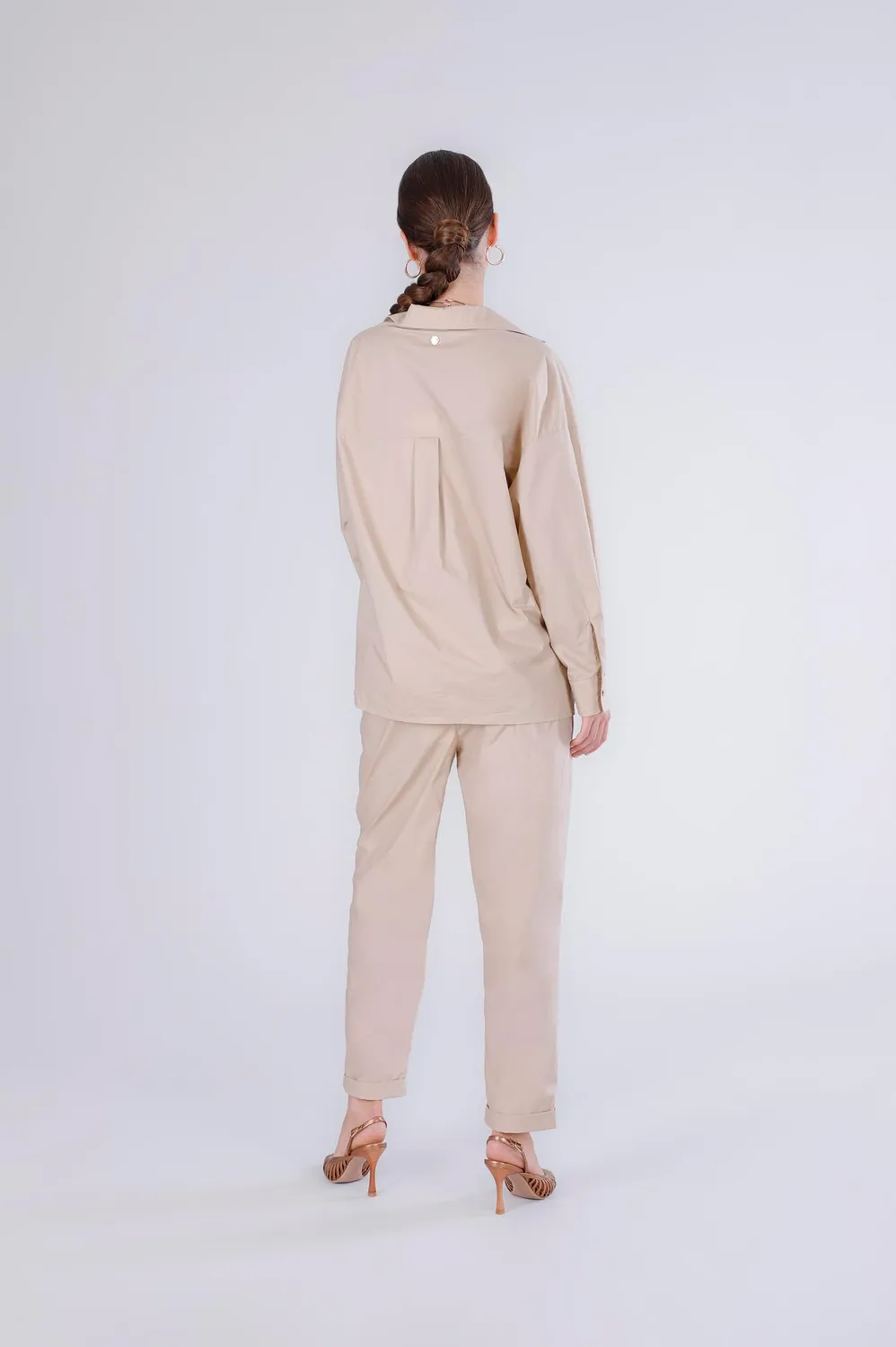 CafèNoir Blusa Over Piega Davanti Sabbia S