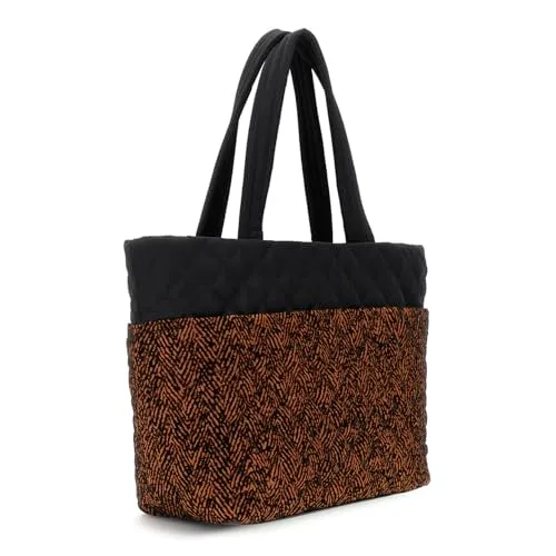 CafèNoir Shopping Bag Nylon Trapuntata Caramello Nero