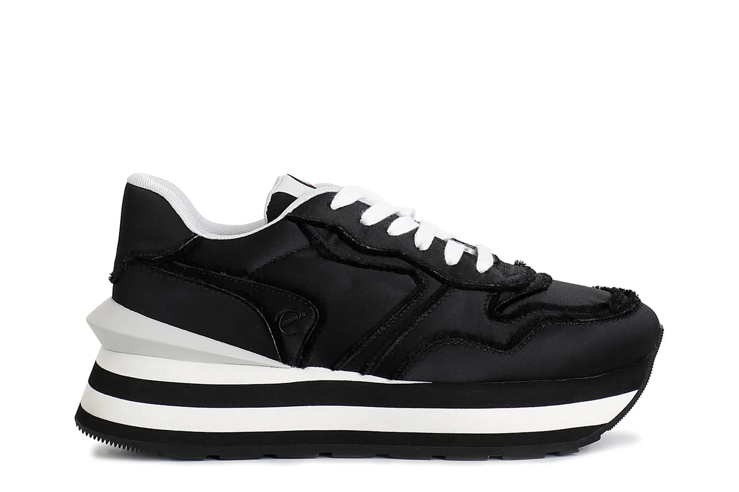 CafèNoir Sneakers Donna Tessuto Nero Sfrangiata
