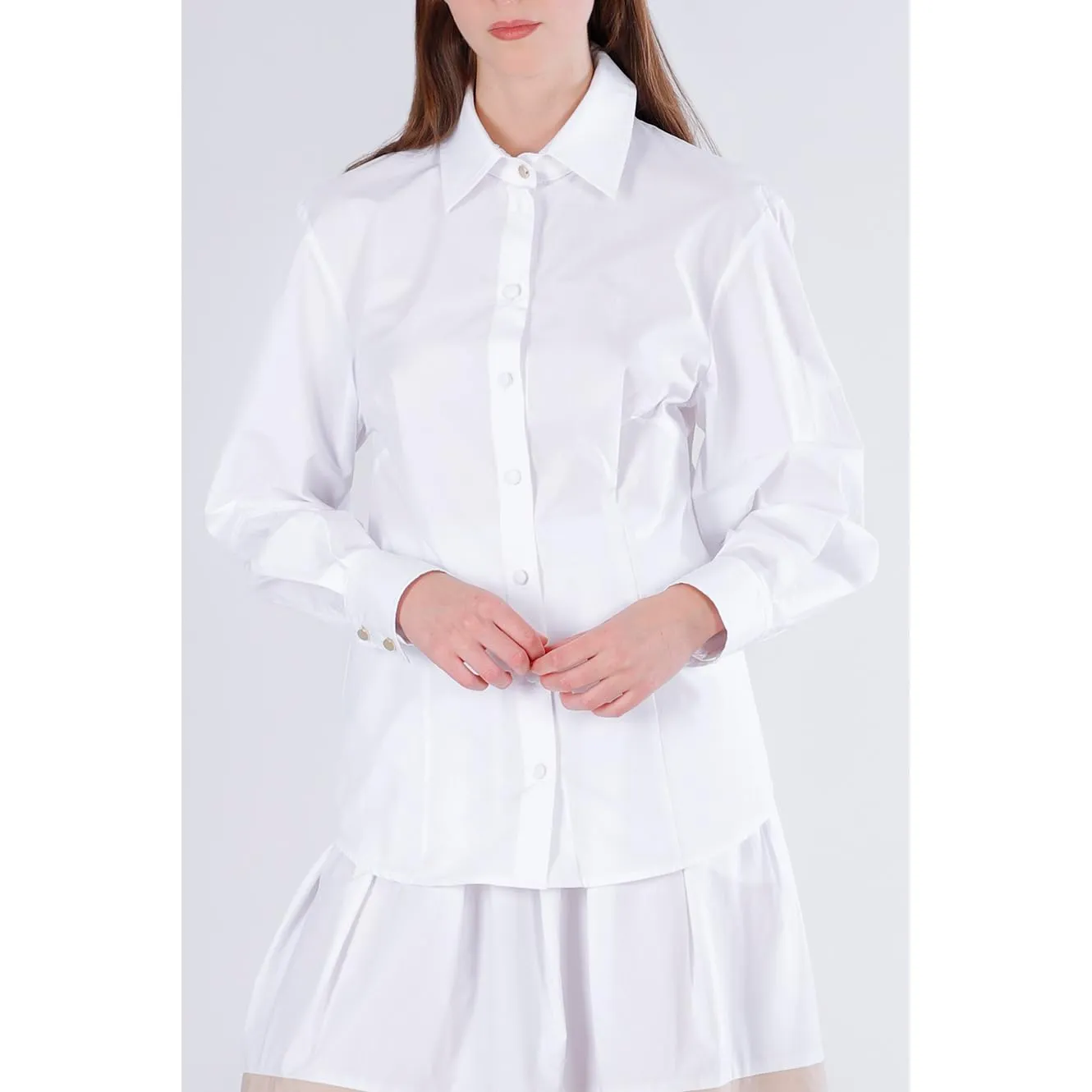 CafèNoir Popeline Camicia Donna Bianca Maniche Lunghe