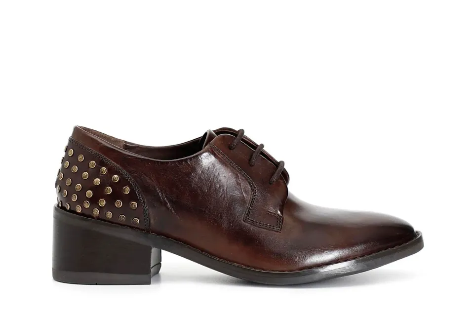 CafèNoir Derby Donna in Pelle Moro con Borchie