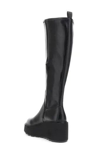 CafèNoir stivali pelle donna neri tacco 7,5 cm plateau