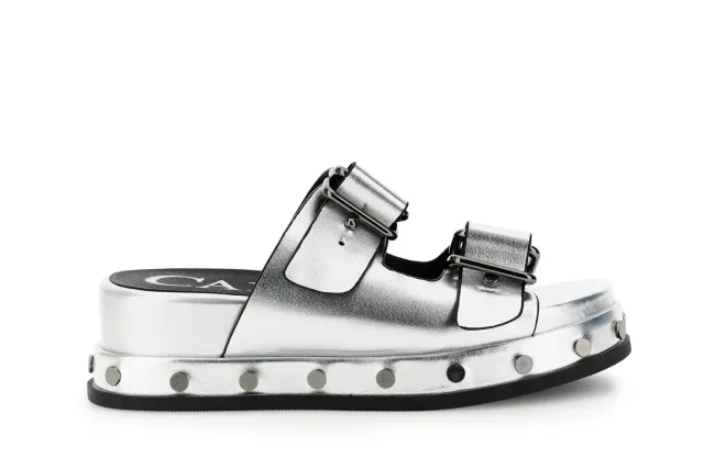 CafèNoir Frate sandali platform donna Argento 39 laminato
