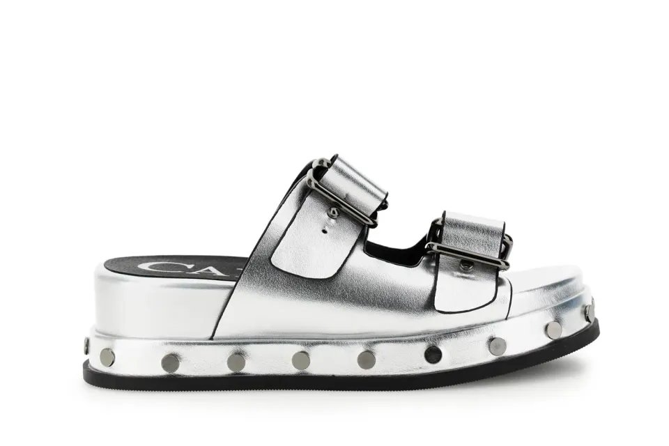 CafèNoir Frate sandali platform donna Argento 39 laminato