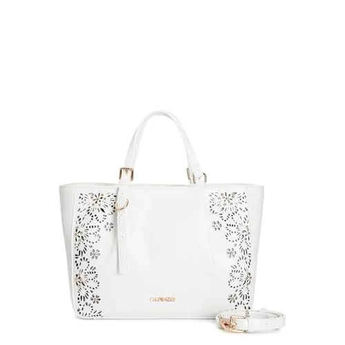 CafèNoir Shopping Floreale Laserata Rivetti Borsa Bianca