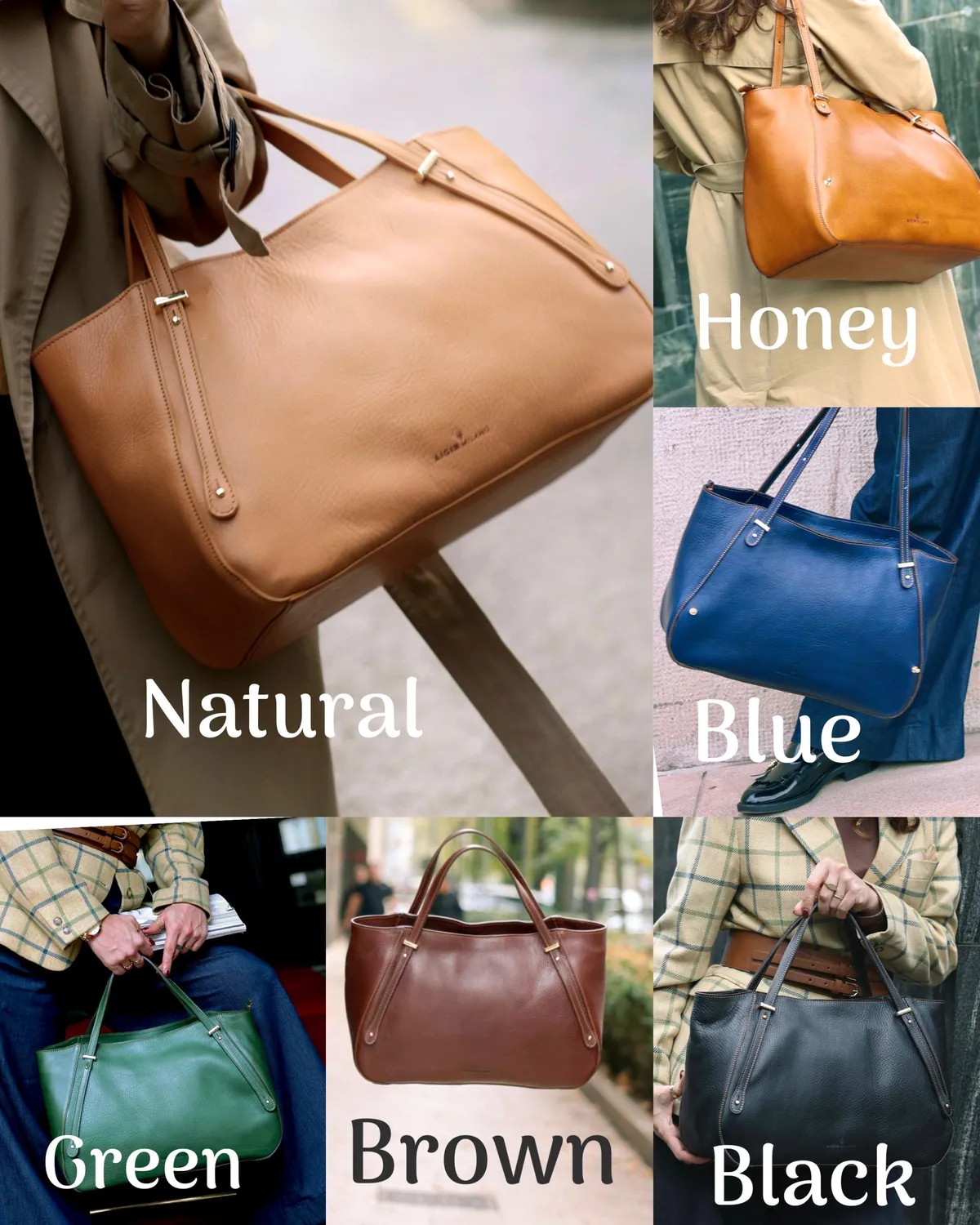 Aigin Milano Everyday Borsa Pelle Miele con Zip