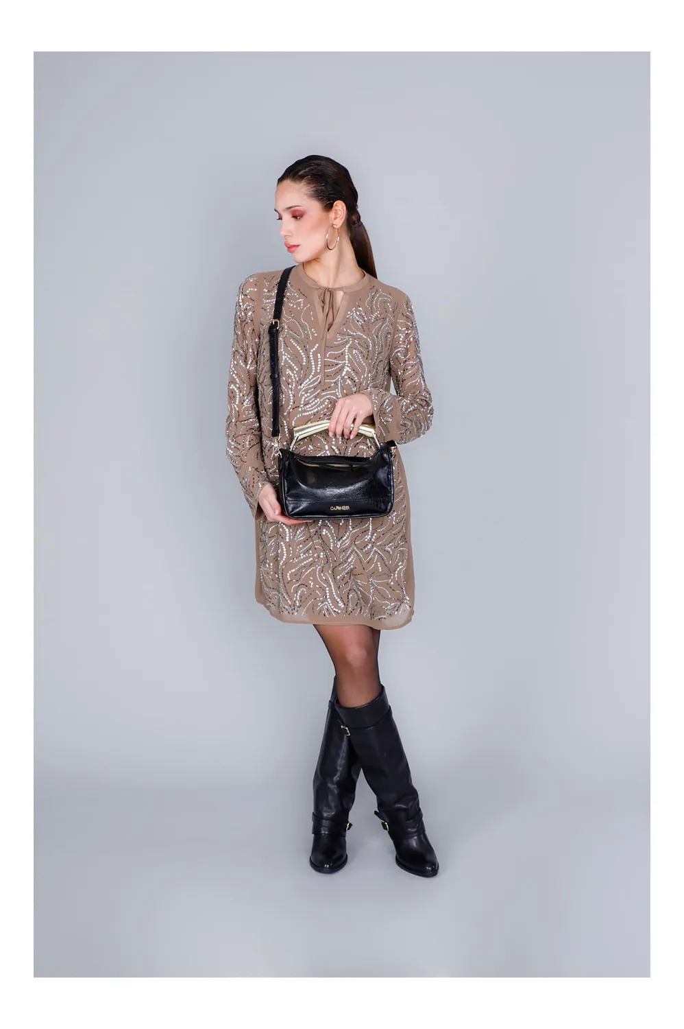 CafèNoir Naplak Mini Bag Pochette Nera Metallo
