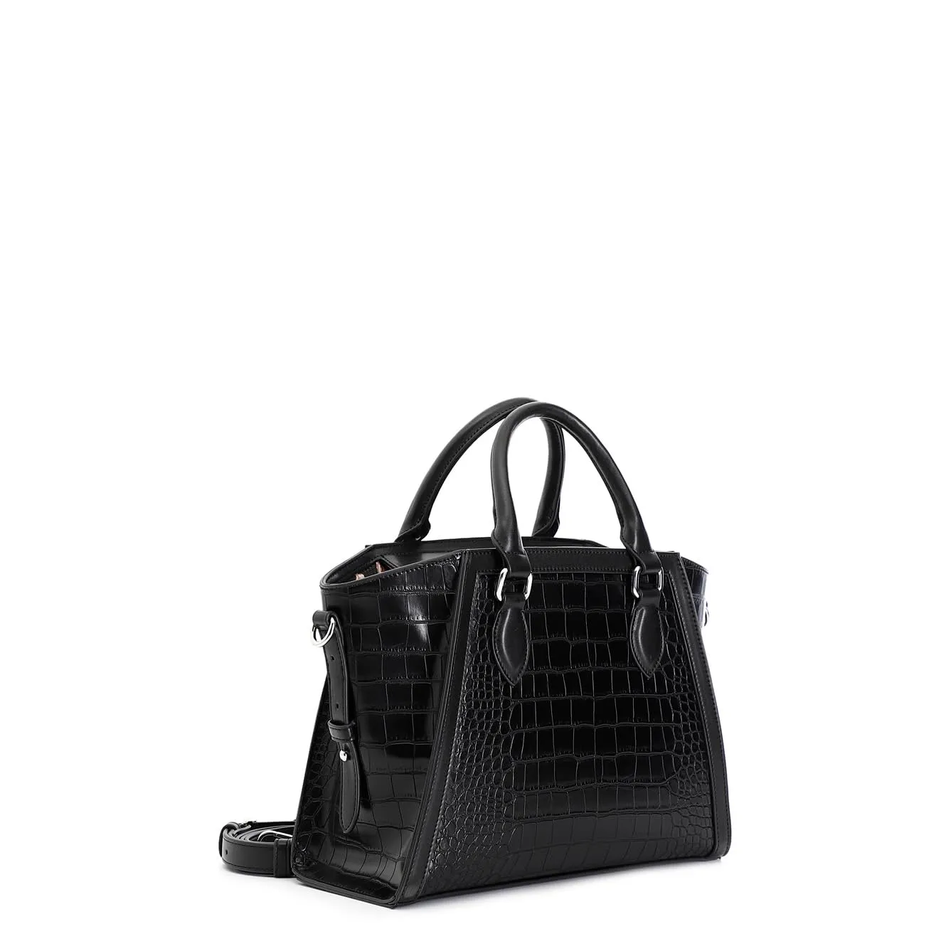 CafèNoir Piccola Tote Coccodrillo Nera Interno Maculato