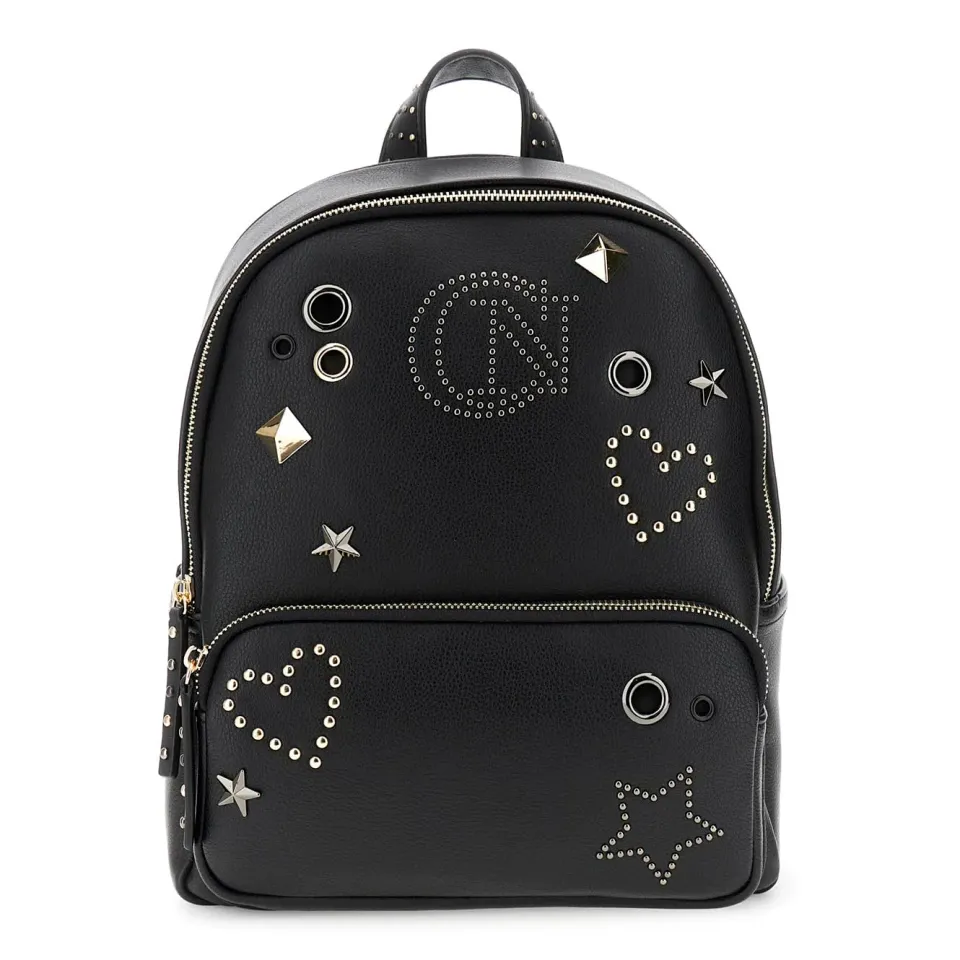 CafèNoir Zaino Donna Nero Borchie Doppia Zip