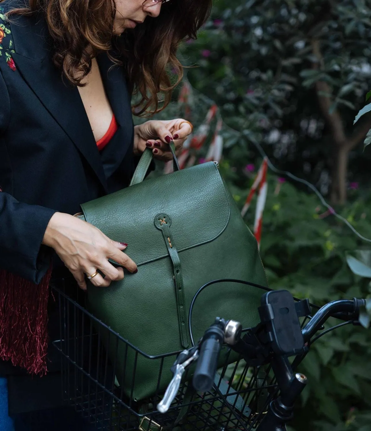 Aigin Milano Backpack zaino naturale pieno fiore ottone