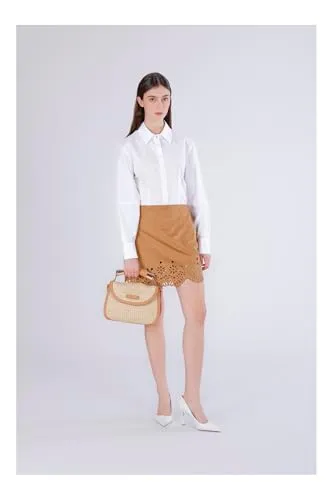 CafèNoir Borsa a mano donna raffia naturale pattina