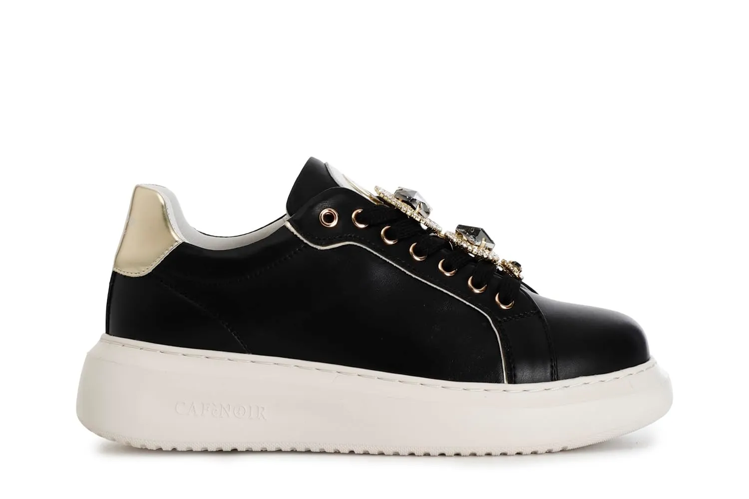 CafèNoir sneakers donna pelle bianco bordeaux gioiello