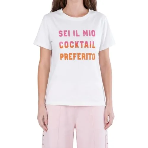 CafèNoir T-Shirt Cocktail Preferito Strass Off White S