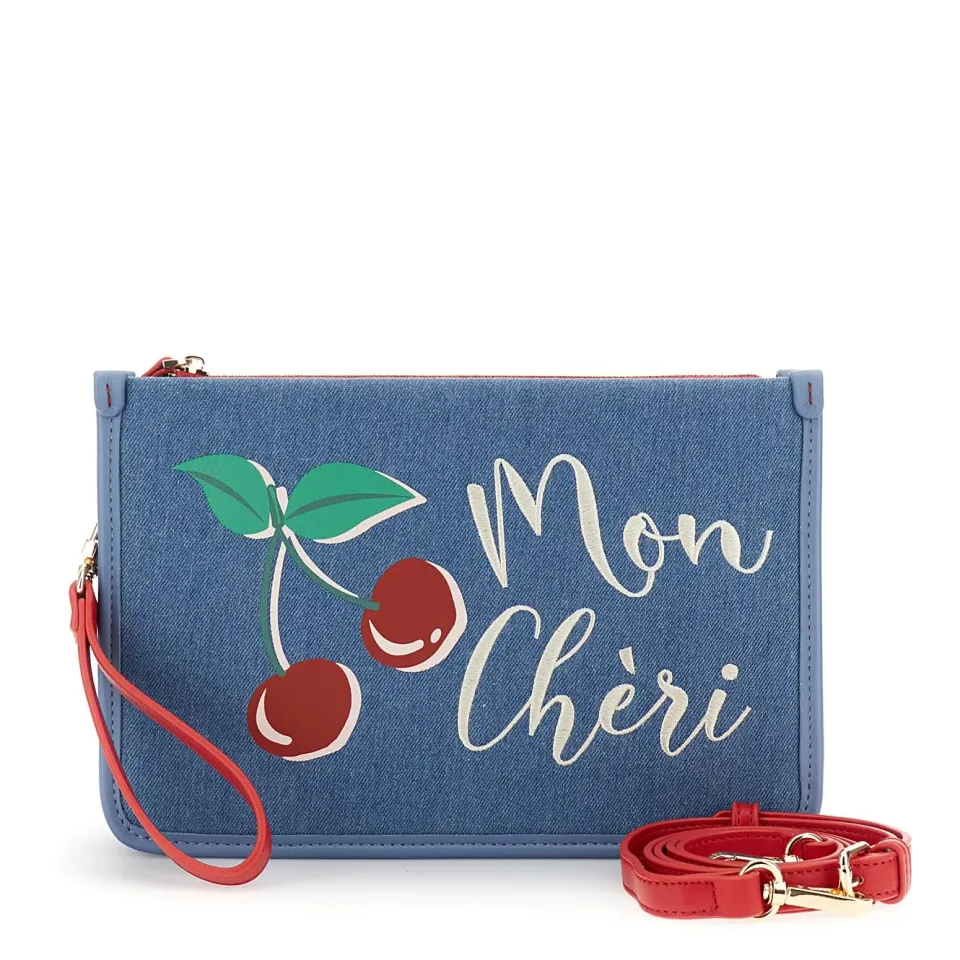 CafèNoir Clutch Canvas Nappa Pochette Denim