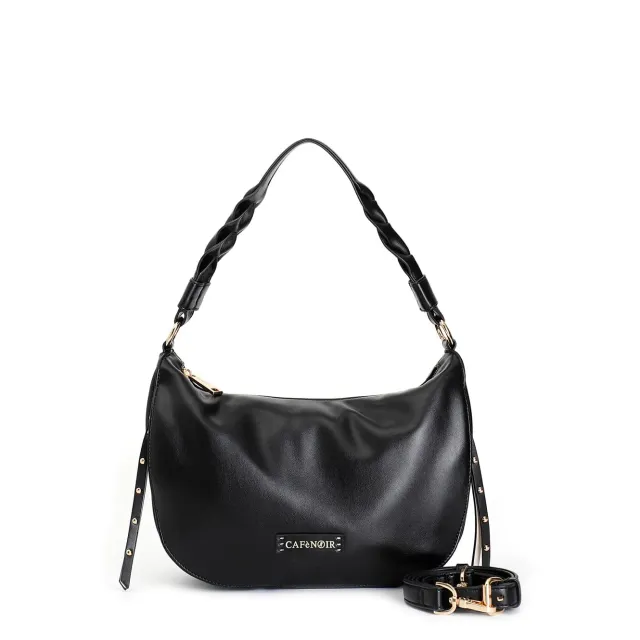 CafèNoir Sacca Donna Nera Manici Intrecciati Tasche Laterali