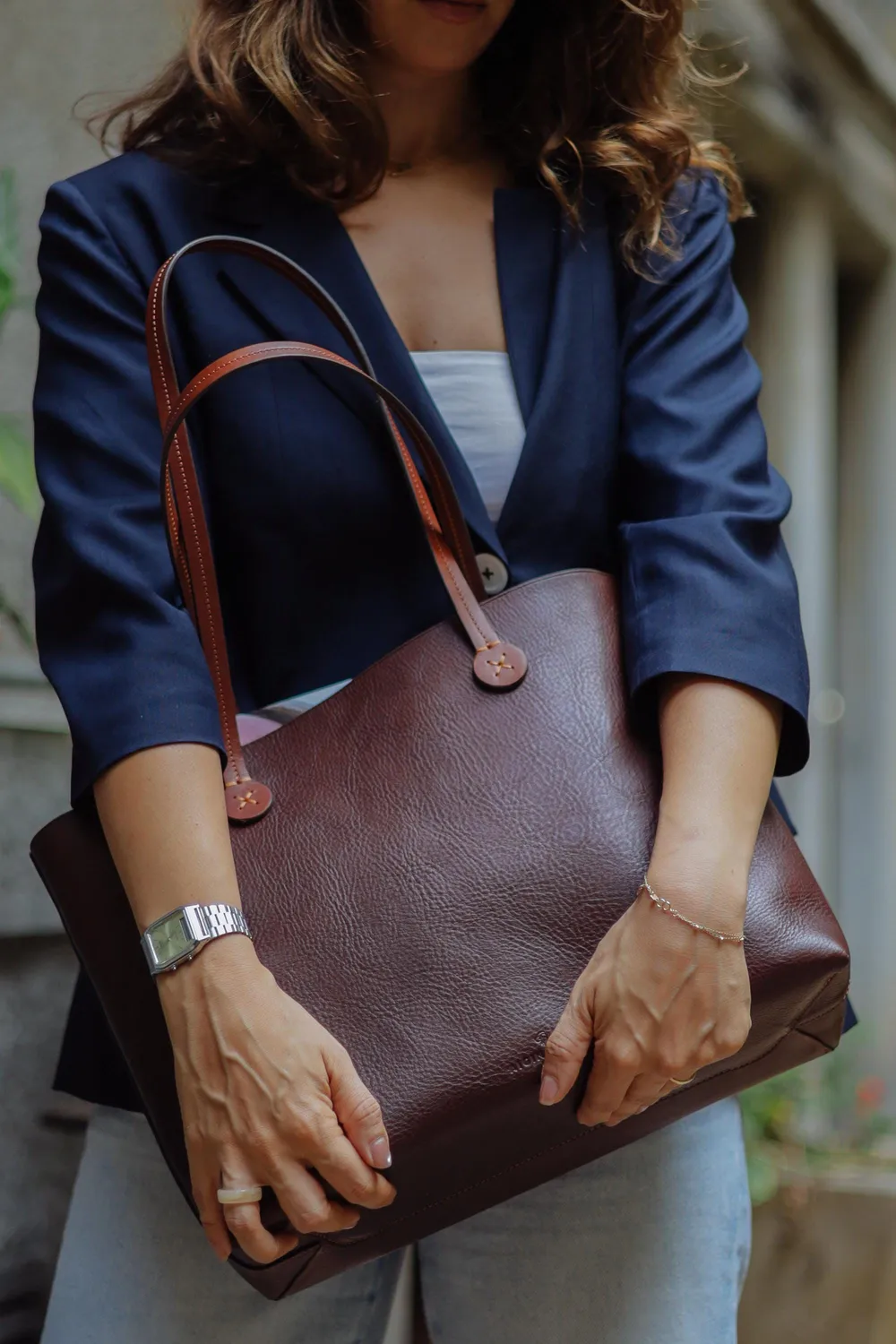 Aigin Milano Shoulder Borsa Pelle Miele da Spalla