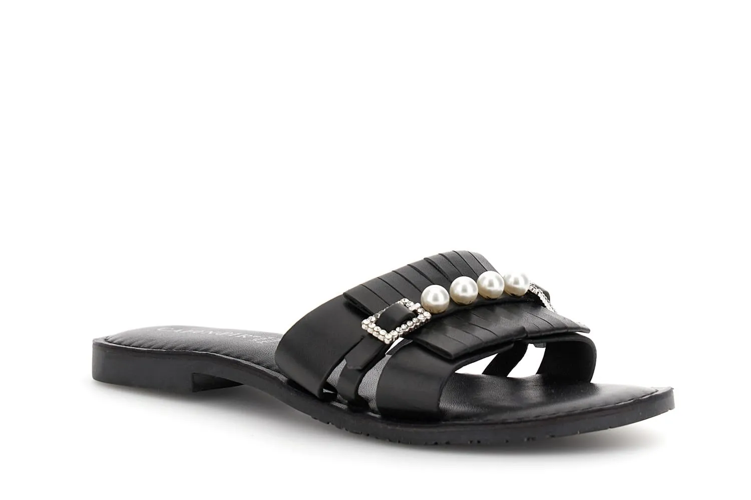 CafèNoir Ciabatta Flat Pelle Fibbia Gioiello Donna Oro