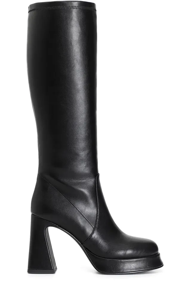 CafèNoir Stivali Donna Similpelle Nero Stretch Tacco 95
