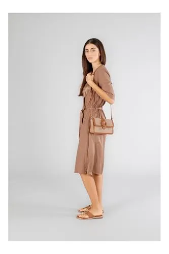 CafèNoir Borsa Spalla Pattina Paglia Cuoio