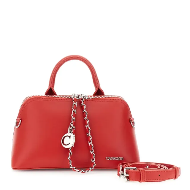 CafèNoir Trapezioidale Zip borsa a mano rossa