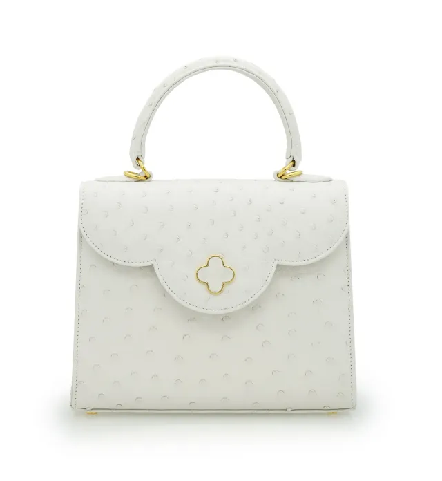 Cardinal Milano First Lady White Ostrich borsa bianca struzzo