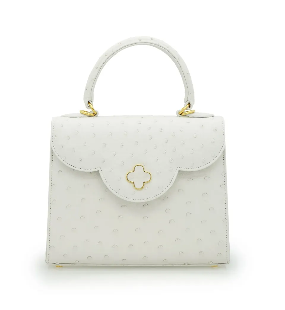 Cardinal Milano First Lady White Ostrich borsa bianca struzzo
