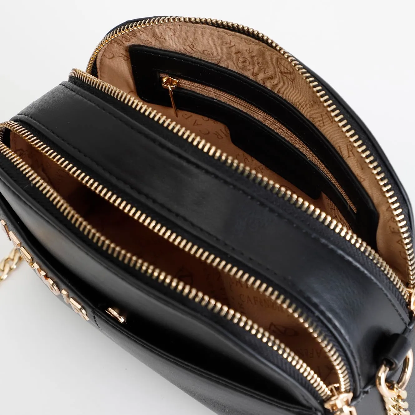 CafèNoir Borsa Donna Nera con Tasca Asimmetrica e Lettering