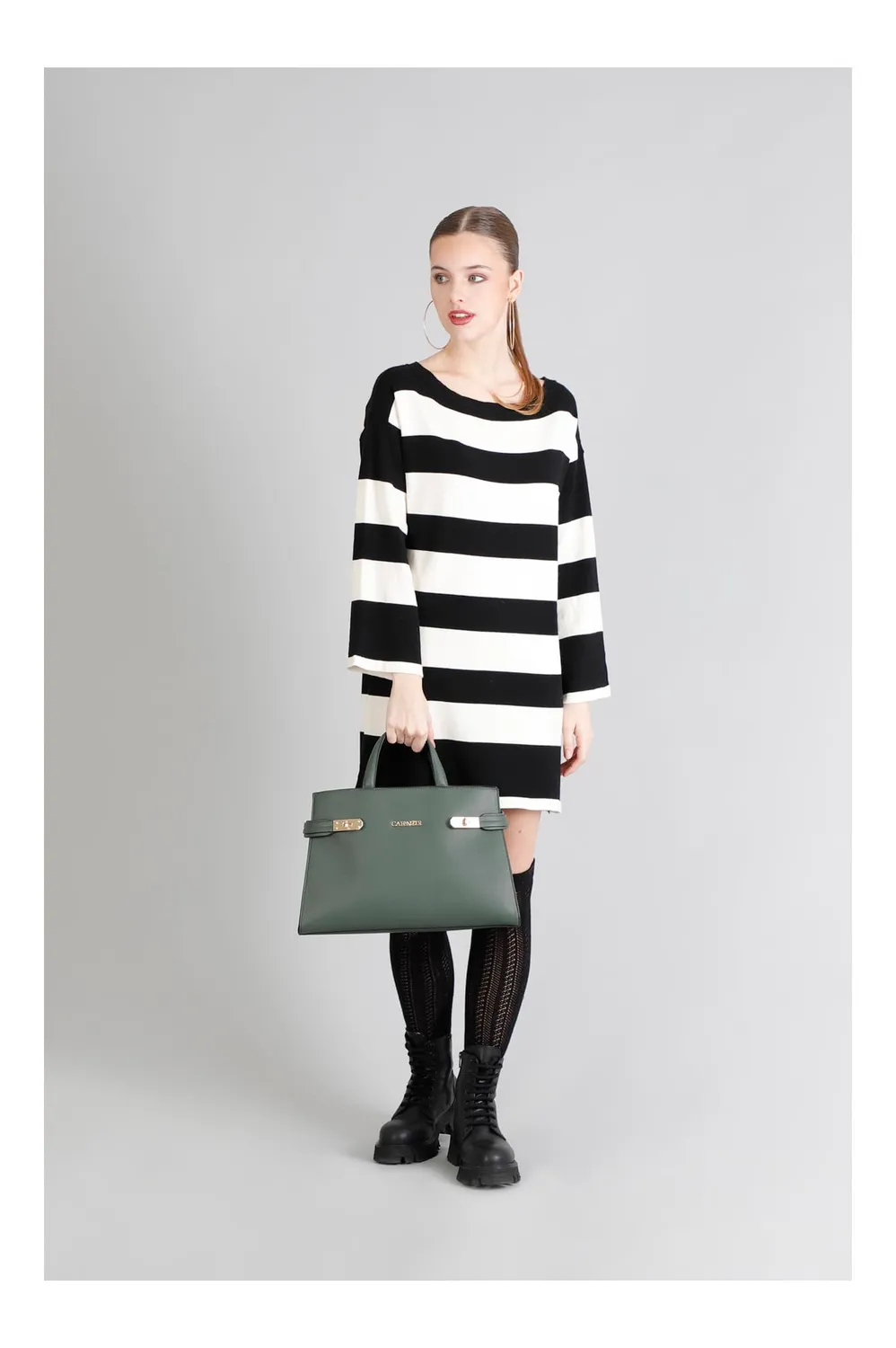 CafèNoir Tote Donna Verde Effetto Bottalato Tracolla